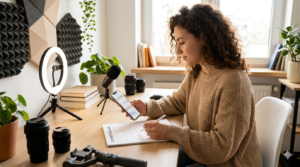 Woman working at a desk